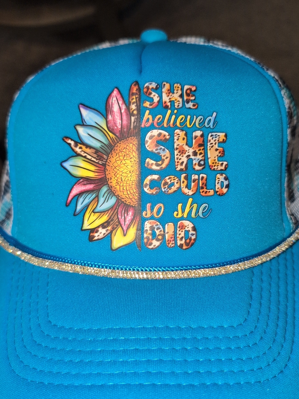 Custom made Trucker Hat. "She Believed She Could So She Did".